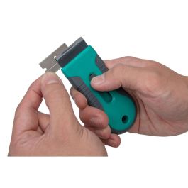 Wolfcraft Rascador Plástico Bicomponente, Mango Ergonómico, Limpieza Superficies Lisas, Cambio Cuchilla sin Herramientas 38mm