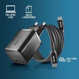 NGS BUD65W-C Cargador de Pared GaN 65W con USB-C y Cable Tipo-C a Tipo-C de 1.5m para Smartphones y Portátiles