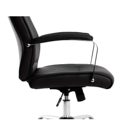 Q-connect Silla de Dirección Mod. NA Simil Piel Base Metálica Ruedas Premium Negro 1220x510x490 mm