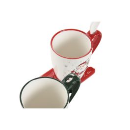 DKD Home Decor Mug Navidad Tradicional Porcelana 220ml Rojo Verde Blanco con Trineo - Apto Microondas y Lavavajillas (Pack 6)