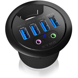 ICY BOX Tisch-Hub 4x USB 3.0 Type-A con Audio Ein-/Ausgang