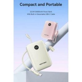 Vention FKBB0-C Powerbank 20000mAh 22.5W con cable USB-C integrado para viaje en avión Negro