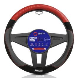 Sparco Funda Volante S122 Rojo Ante PVC Caucho Universal 37-38 cm Antidesgaste Agarre Cómodo