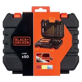 BLACK+DECKER Juego de perforación y atornillado de 50 piezas: Brocas para Metal, Concreto, Madera y Puntas de Destornillador de 25mm