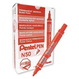 Pentel Pen Marcador Permanente Aluminio Punta Biselada Rojo -12U- Precio: 16.50000044. SKU: B13QKA6DQE