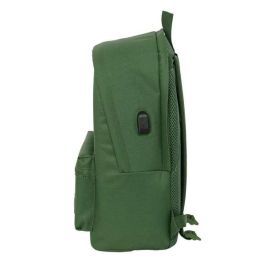 Safta Mochila Doble Portátil 15,6" con USB, Real Madrid Chica Caqui, 31x44x18 cm