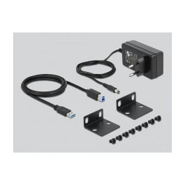 DeLOCK Hub Industrial 10" (25.4cm) 10x USB 3.2 Gen 1 Tipo-A, con Alimentación AC, 5 Gbps, Plug & Play, Color Negro