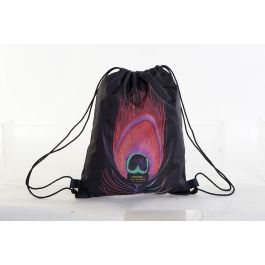 DKD Home Decor Mochila Glam Impermeable Colección Peacock Multicolor Negro Nylon Poliester 36x28x1 cm (12 Unidades)
