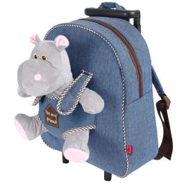 PERLETTI Trolley de Viaje + Peluche Hipopótamo Holly 38 cm - Maleta Infantil