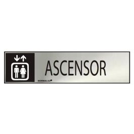 Normaluz Cartel informativo "ascensor" acero inoxidable adhesivo 0.8mm 5x20cm