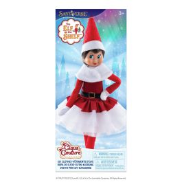 CEFA 00273 The Elf On The Shelf: Vestido de Santa Claus para Elfa con Estola Blanca y Cinturón, Edad +3 años