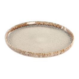 DKD Home Decor Plato Horeca de Postre Gres Esmaltado Beige 20x20 cm Apto para Microondas y Lavavajillas (6 Unidades)
