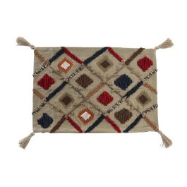 DKD Home Decor Funda Cojín Decorativa Multicolor de Algodón y Poliéster con Diseño de Flecos y Cierre de Cremallera 40 x 60 cm