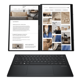 ASUS Zenbook Duo OLED UX8406MA-QL396W - Portátil 14" WUXGA, Intel Core Ultra 9 185H, 32GB RAM, 1TB SSD, Arc Graphics, Windows 11 Home, Gris Tintero - Teclado QWERTY español