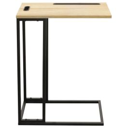 Home Deco Factory Mesa Auxiliar Nate Colección Industriel con Soporte Tablet y Ranuras 48x28x62.5 cm