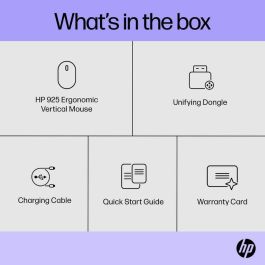 HP 925 Ratón Vertical Ergonómico con Reposamuñecas Desmontable, Diseño para Posición Natural de Mano, Mayor Comodidad y Productividad