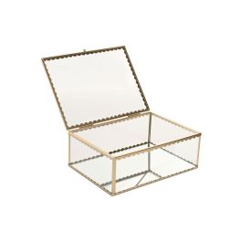 DKD Home Decor Joyero Glam de Cristal y Metal Dorado 16 x 8 x 20 cm