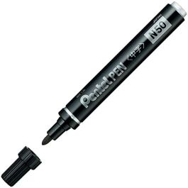 Pentel N50-Ae Marcador Permanente Cuerpo Aluminio Negro Punta Media Cónica -12U-
