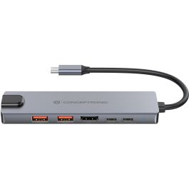 Conceptronic DONN29G Docking Station Gris USB Tipo-C, HDMI 4K@60Hz, USB 3.2 Gen 2, Gigabit Ethernet, USB PD 140W, 10Gbps