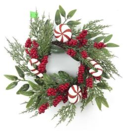 DKD Home Decor Corona Navidad Tradicional Verde Rojo de PVC con 35 luces LED y 3 pilas AA, 46 cm (2 Unidades) Precio: 38.59000002. SKU: B1A4XSHXNW