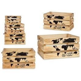 Juego de Cajas Decorativas YY182102C8 Negro Natural Madera (4 Unidades)