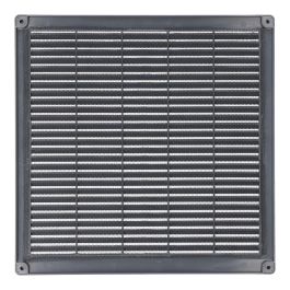 Edm Rejilla ventilación cuadrada con tapones y mosquitera 300x300x7mm ABS gris