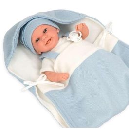 Muñecas Arias Muñeca Elegance Babyto Azul con Manta, Incluye Chupete (Muñeco de Peso), 35 cm