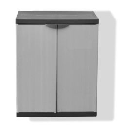 Tood Armario de Almacenamiento Bajo de Resina Gris con 2 Puertas y 1 Estante, 68x39.5x85 cm, 20 kg por Estante