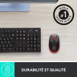 Logitech M190 Ratón Inalámbrico de Tamaño Completo, RF, Diseño Ergonómico para Manos Medianas-Grandes, Rojo, 18 Meses Batería, Seguimiento Preciso