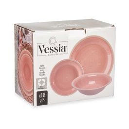 Set 18 Pzs Vajilla Gres Rosa Borde Vessia 34X27CM Set 18 Pzs Vajilla Gres Rosa Borde Vessia 34X27CM