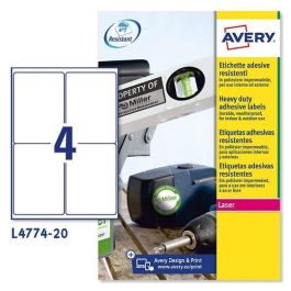Avery Etiquetas Permanentes Extra Resistentes 99,1x139 mm Láser 4 X 20H Poliéster Blanco Precio: 32.49999984. SKU: B1JPD3JE5Z