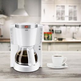 Melitta 1011-03 Cafetera Look IV Selection. AromaSelector, calentamiento programable (20-60 min), filtro giratorio, anti-goteo. Blanco / Acero cepillado