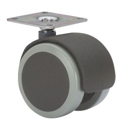 Ruedas Alex Rueda Giratoria con Placa Eje Liso Poliuretano Negro/Gris Carga 50 kg Ø5 cm 42x42 mm