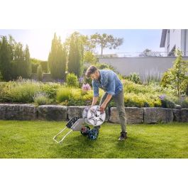 Gardena 18547-20 Carro Manguera CleverRoll M Easy Metal Set 25m de Manguera y Capacidad 60m, Acero Inoxidable/Plástico Negro