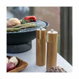 Livoo MEN425 - Juego de 2 molinillos manuales de sal y pimienta de madera de acacia con molinillo cerámico ajustable de 40 ml