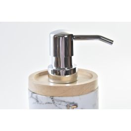 DKD Home Decor Dosificador Scandi de Resina en Colores Blanco y Natural con Efecto Mármol, Medidas 17.5 cm (Alto) x 7.7 cm (Largo) x 9 cm (Ancho)