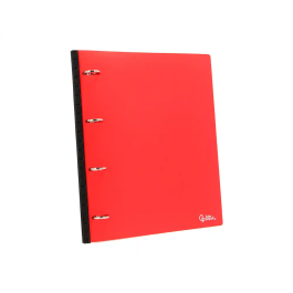 Liderpapel Carpeta 4 Anillas Redondas 25 mm Polipropileno DIN A4 Ultra Compacta Lomo Extensible 4 cm Rojo