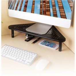 Gembird MS-TABLE-02 Soporte para Monitor y Portátil de Escritorio Ajustable Acero Negro, Diseño Triangular, 3 Alturas