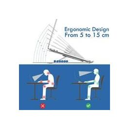 Ewent EW1266 Soporte Ergonómico Plegable para Portátil 10-15.6" de Aluminio con Refrigeración y 6 Alturas, Gris