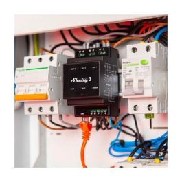 Shelly Pro 3 Relé Inteligente WLAN LAN 3x 16A 3 Canales 3 Fases Máx. 48A BT Montaje Carril DIN