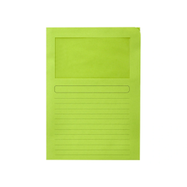 Q-connect Subcarpeta Cartulina Verde DIN A4 con Ventana Transparente 120 gr Certificado Blue Angel