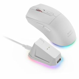 Mars Gaming MM-T3 Ratón Inalámbrico Tri-Mode RGB 14400 DPI Ultraligero 67g con Base Magnética Blanco
