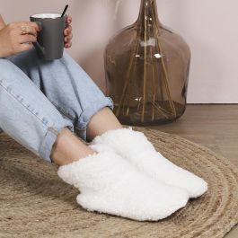 Sensly Zapatillas Bota Blancas de Poliéster para Mujer - Par Antideslizante 26x13x19 cm