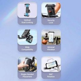 Vention Soporte Smartphone Bici KSFB0 Negro Bloqueo Rápido Universal para Manillar ABS Silicona