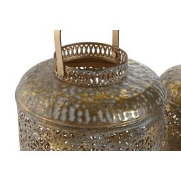 DKD Home Decor Portavelas Árabe Dorado Metal Set de 3 Piezas 24 x 32 x 24 cm