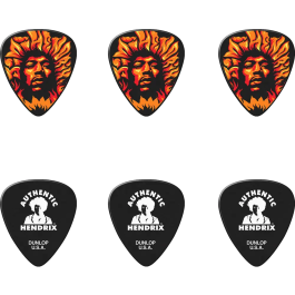 DUNLOP 8006 Caja 6 Púas Signature Jimmy Hendrix Voodoo Fire