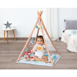 KioKids Teepee-Mantita de Actividades Bosque 2 en 1 para Bebés, Incluye Almohada y 5 Juguetes Interactivos +0 Meses Multicolor