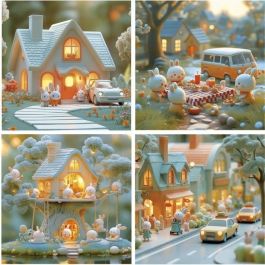 Educa Puzzle Set 4 en 1 Ciudad de Conejitos con 12, 16, 20 y 25 piezas de cartón. Juego de mesa infantil para niños +3 años