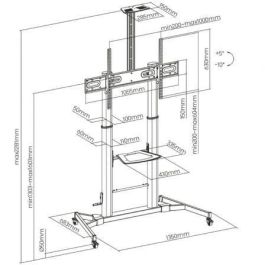 Aisens FT100TE-171 Soporte de Suelo Inclinable con Ruedas y Manivela para TV 60-100", hasta 100kg, VESA 1000x600mm, Negro