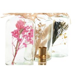 DKD Home Decor Portavelas Shabby Fucsia Crema 8 x 19 x 8 cm